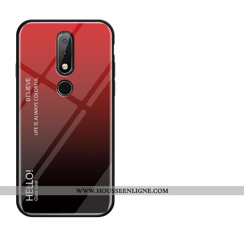 Coque Nokia 4.2 Protection Verre Silicone Tempérer Fluide Doux Rouge