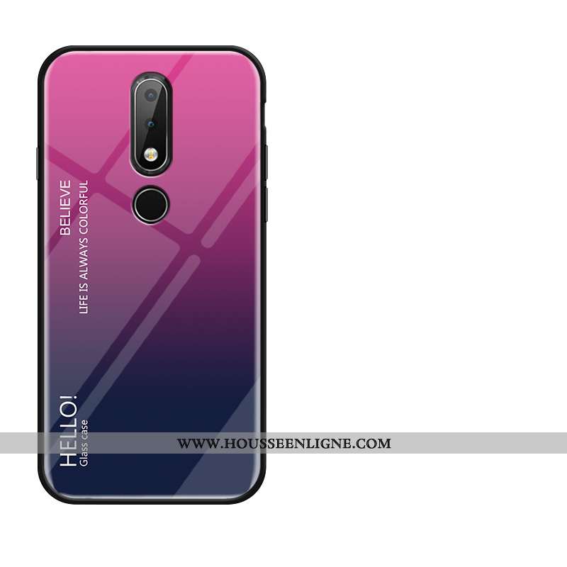 Coque Nokia 4.2 Protection Verre Silicone Tempérer Fluide Doux Rouge