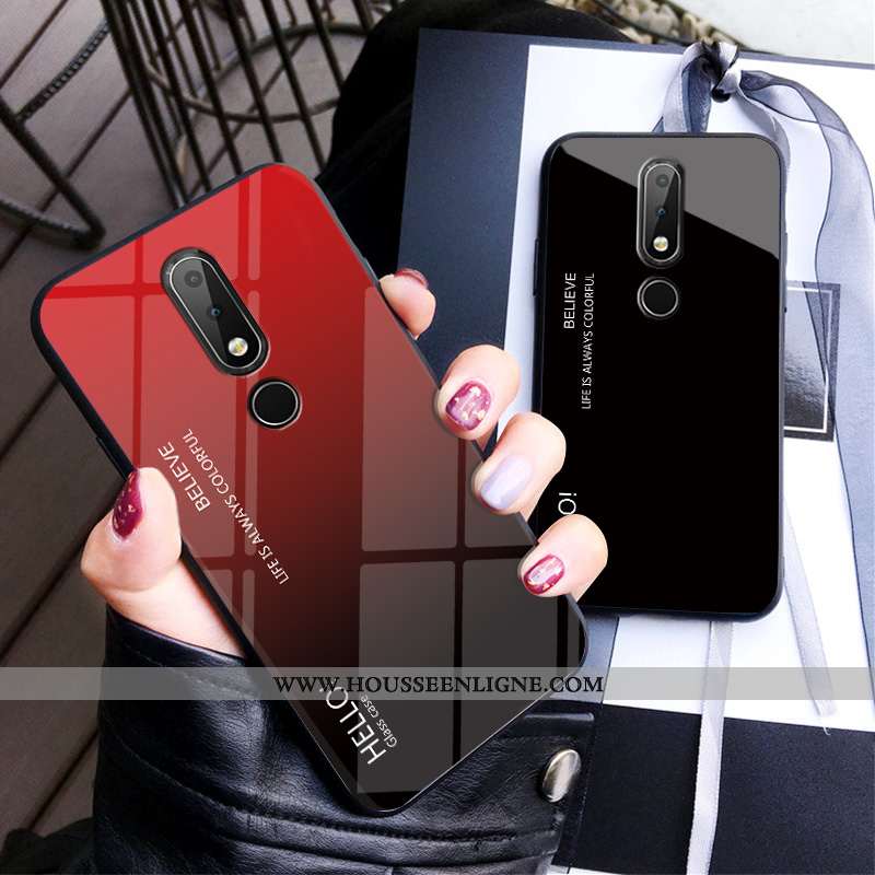 Coque Nokia 4.2 Protection Verre Silicone Tempérer Fluide Doux Rouge