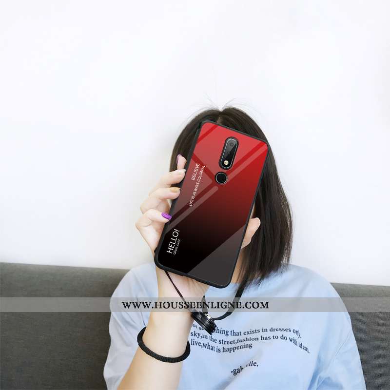 Coque Nokia 4.2 Protection Verre Silicone Tempérer Fluide Doux Rouge
