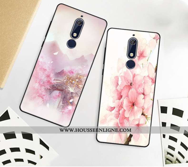 Coque Nokia 5.1 Fluide Doux Silicone Incassable Étui Art Rose