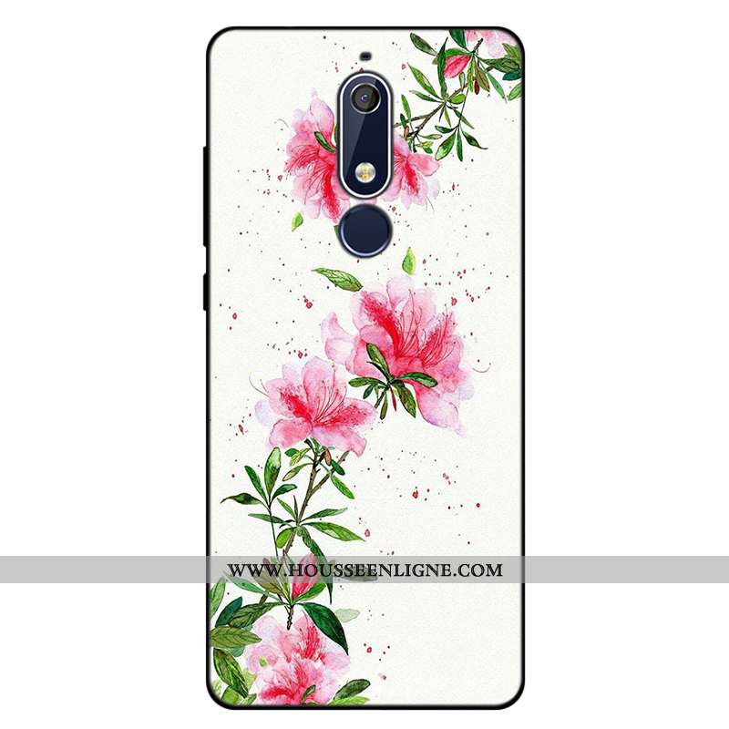 Coque Nokia 5.1 Fluide Doux Silicone Incassable Étui Art Rose