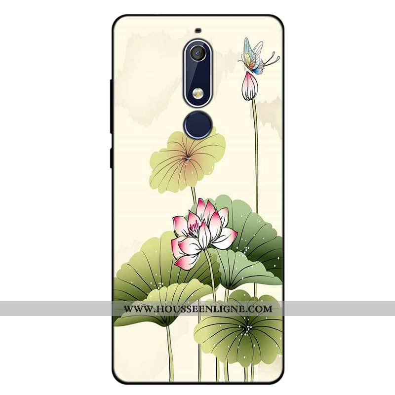 Coque Nokia 5.1 Fluide Doux Silicone Incassable Étui Art Rose