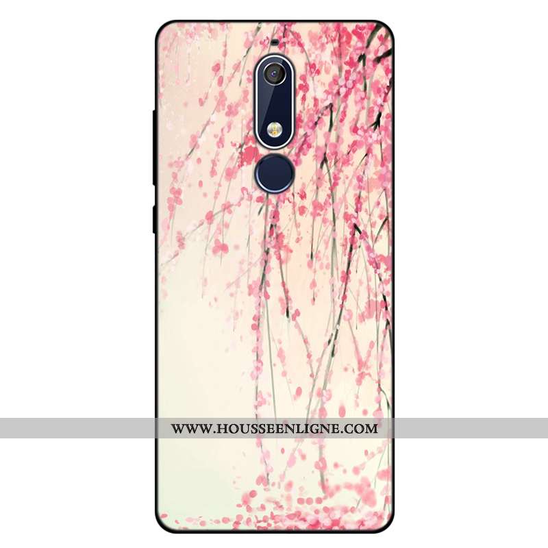 Coque Nokia 5.1 Fluide Doux Silicone Incassable Étui Art Rose