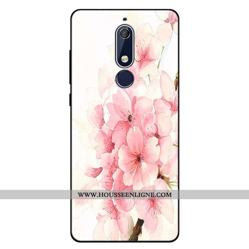 Coque Nokia 5.1 Fluide Doux Silicone Incassable Étui Art Rose