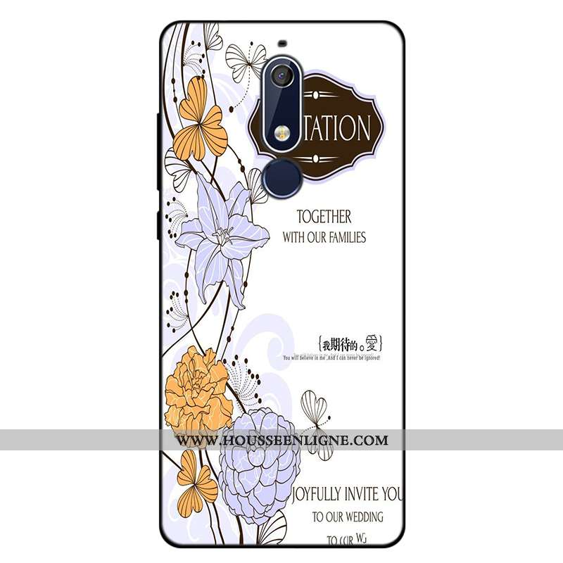 Coque Nokia 5.1 Fluide Doux Silicone Incassable Étui Art Rose