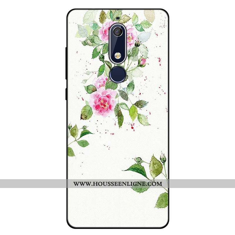 Coque Nokia 5.1 Fluide Doux Silicone Incassable Étui Art Rose