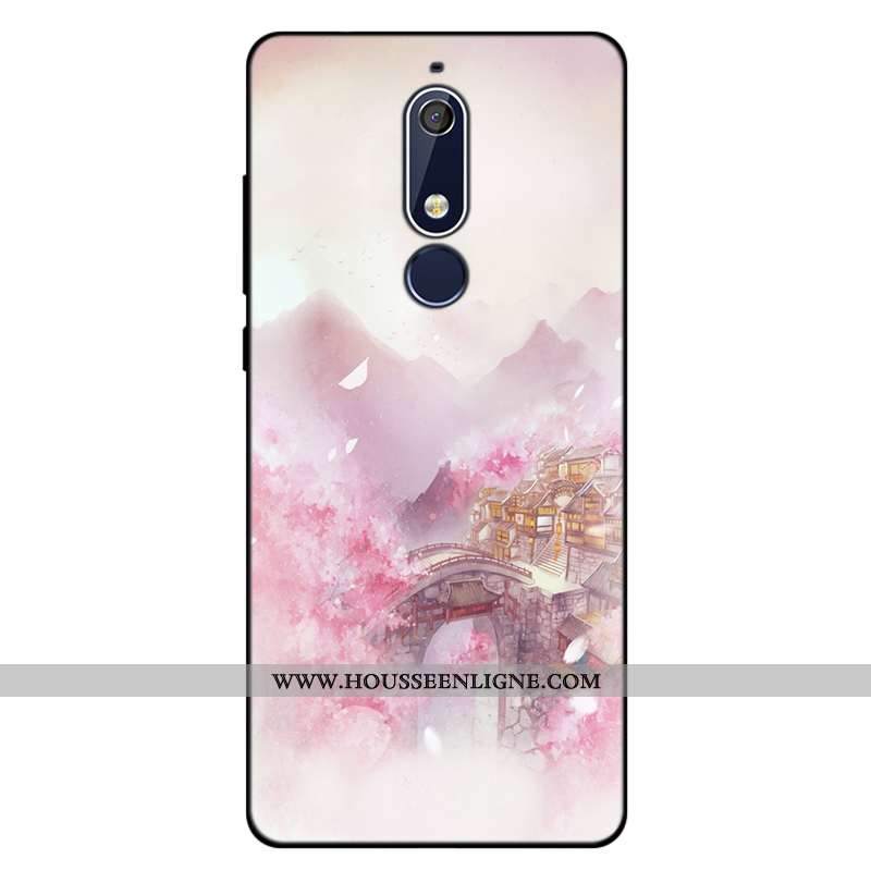 Coque Nokia 5.1 Fluide Doux Silicone Incassable Étui Art Rose
