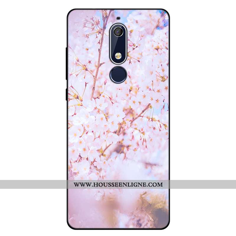 Coque Nokia 5.1 Fluide Doux Silicone Incassable Étui Art Rose