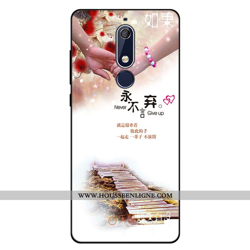 Coque Nokia 5.1 Fluide Doux Silicone Incassable Étui Art Rose