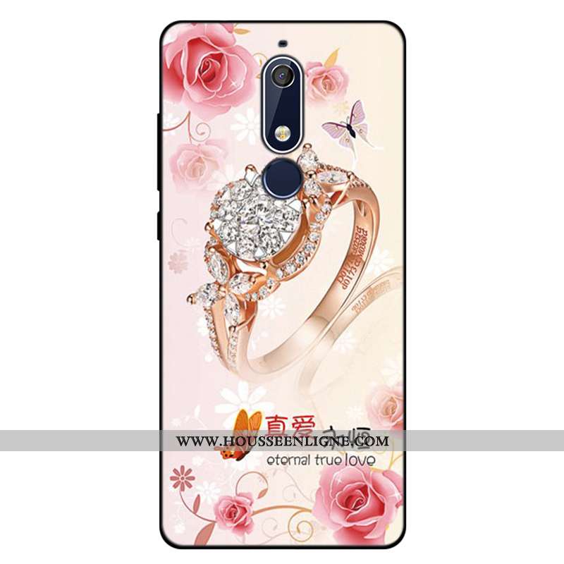 Coque Nokia 5.1 Fluide Doux Silicone Incassable Étui Art Rose