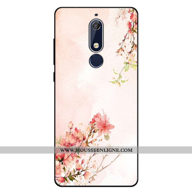 Coque Nokia 5.1 Fluide Doux Silicone Incassable Étui Art Rose