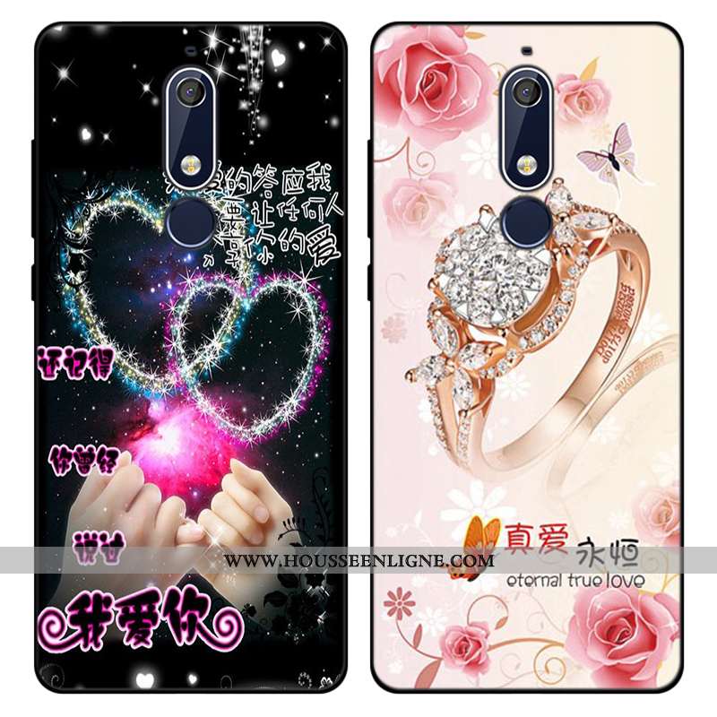 Coque Nokia 5.1 Fluide Doux Silicone Incassable Étui Art Rose