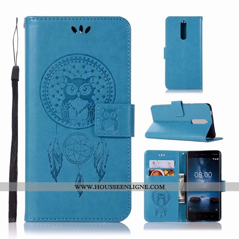 Coque Nokia 5.1 Imprimé Portefeuille Modèle Fleurie Carte Cuir Vert Étui Verte