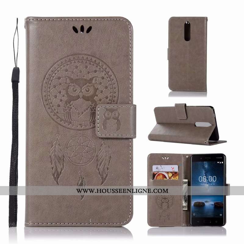 Coque Nokia 5.1 Imprimé Portefeuille Modèle Fleurie Carte Cuir Vert Étui Verte