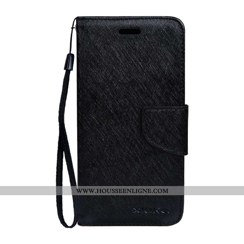 Coque Nokia 5.1 Plus Cuir Modèle Fleurie Étui Protection Téléphone Portable Noir Housse