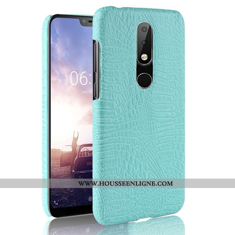 Coque Nokia 5.1 Plus Modèle Fleurie Étui Vert Business Incassable Crocodile Téléphone Portable Verte