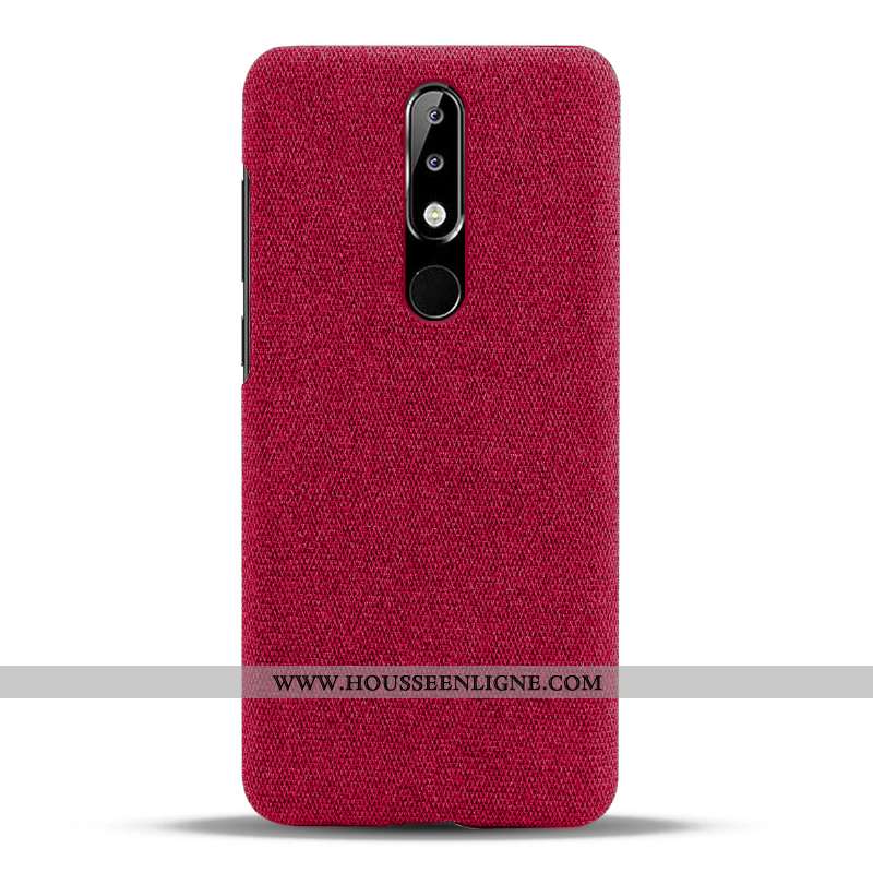 Coque Nokia 5.1 Plus Protection Légère Légères Téléphone Portable Tissu Étui Rouge