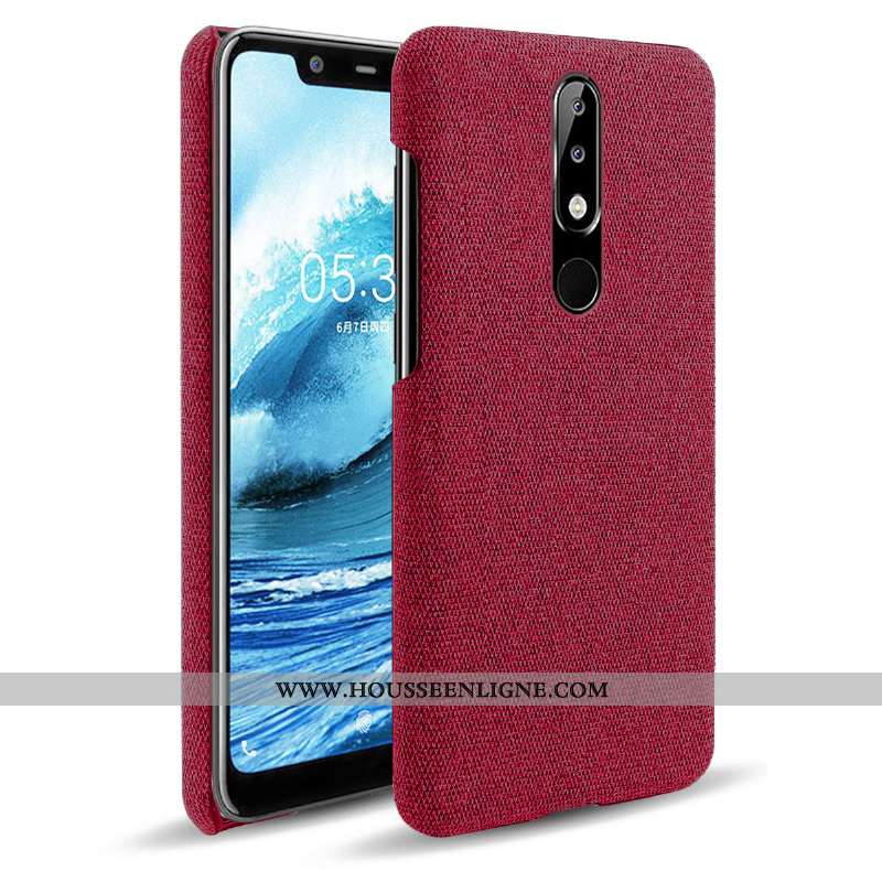 Coque Nokia 5.1 Plus Protection Légère Légères Téléphone Portable Tissu Étui Rouge