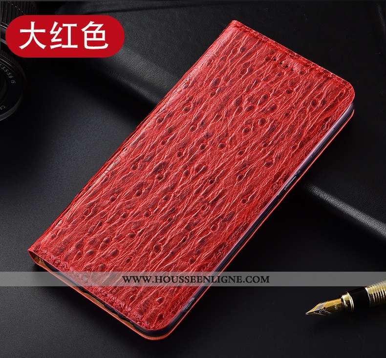 Coque Nokia 5.1 Protection Cuir Véritable Rouge Téléphone Portable Modèle Fleurie Incassable
