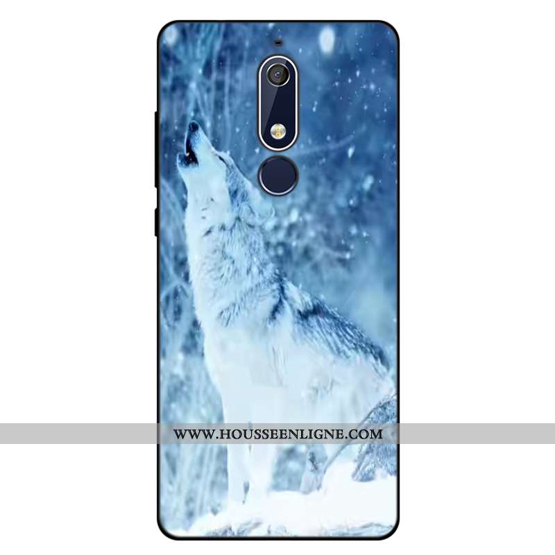 Coque Nokia 5.1 Silicone Créatif Téléphone Portable Fluide Doux Tout Compris Dessin Animé Bleu