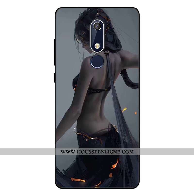 Coque Nokia 5.1 Silicone Créatif Téléphone Portable Fluide Doux Tout Compris Dessin Animé Bleu