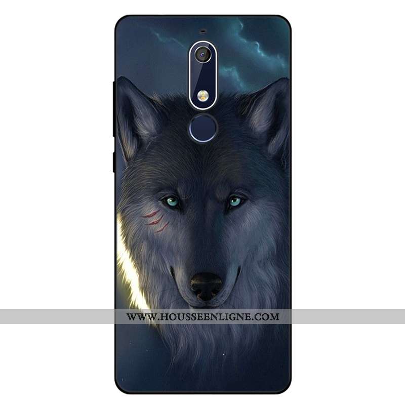 Coque Nokia 5.1 Silicone Créatif Téléphone Portable Fluide Doux Tout Compris Dessin Animé Bleu