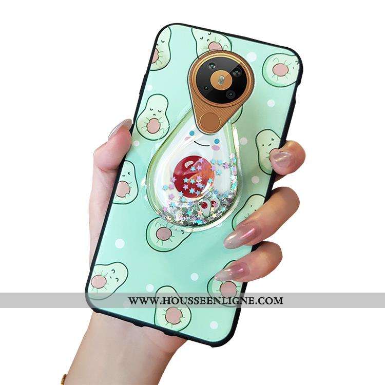 Coque Nokia 5.3 Dessin Animé Tendance Support Vert Petite Marguerite Étui Verte