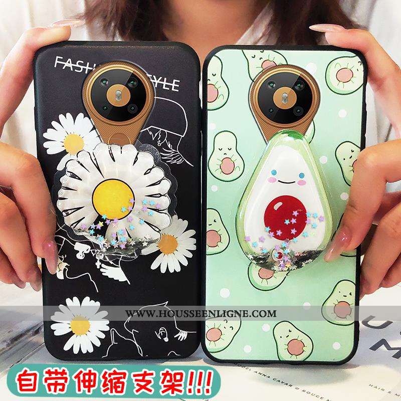 Coque Nokia 5.3 Dessin Animé Tendance Support Vert Petite Marguerite Étui Verte