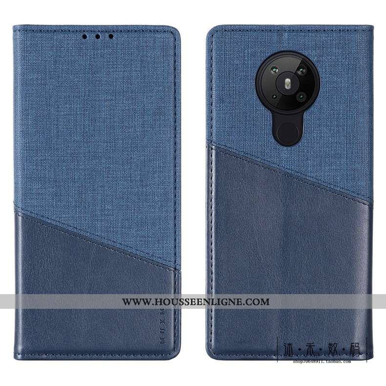 Coque Nokia 5.3 Protection Cuir Bleu Étui Téléphone Portable Luxe