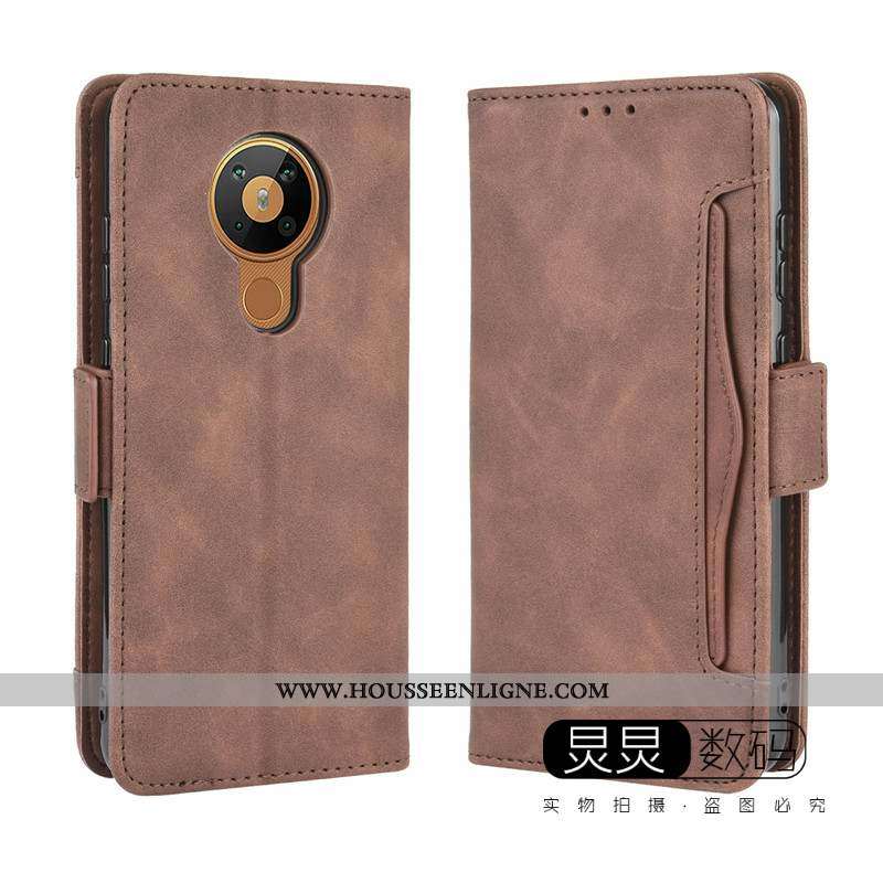 Coque Nokia 5.3 Protection Cuir Carte Clamshell Téléphone Portable Bleu Marin Bleu Foncé