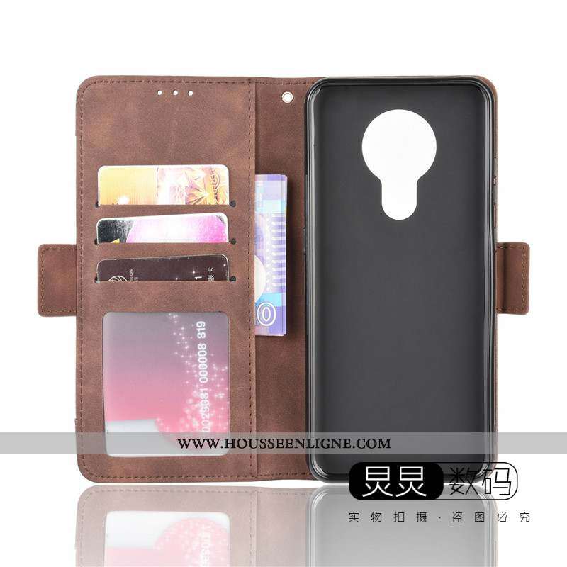 Coque Nokia 5.3 Protection Cuir Carte Clamshell Téléphone Portable Bleu Marin Bleu Foncé