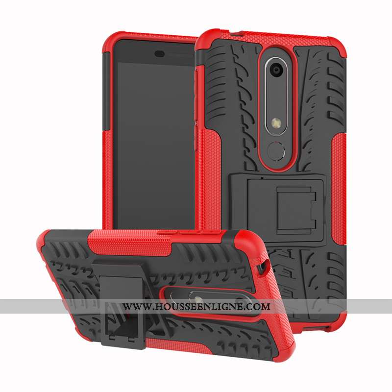 Coque Nokia 6.1 Silicone Protection Rouge Téléphone Portable Support Incassable Rose
