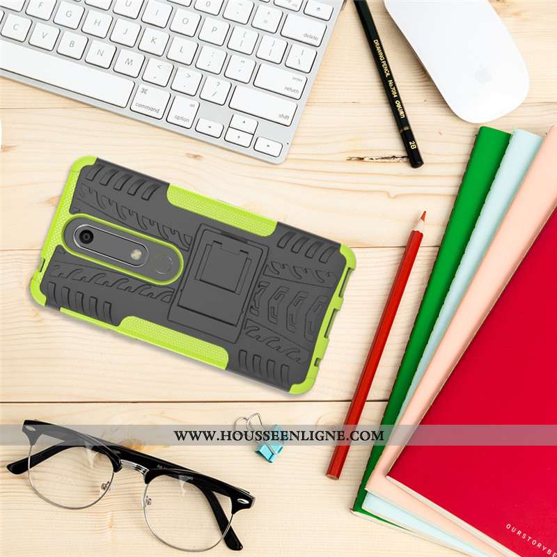 Coque Nokia 6.1 Silicone Protection Rouge Téléphone Portable Support Incassable Rose