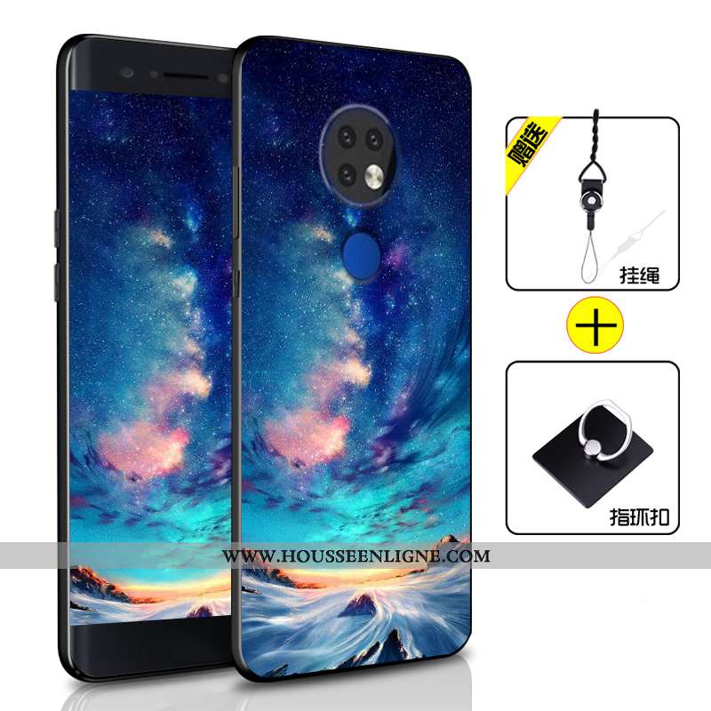 Coque Nokia 6.2 Personnalité Fluide Doux Protection Silicone Tout Compris Étui Incassable Bleu Foncé