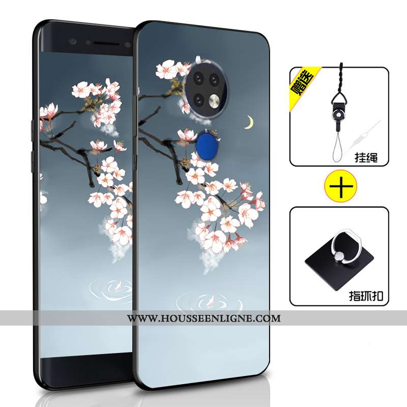 Coque Nokia 6.2 Personnalité Fluide Doux Protection Silicone Tout Compris Étui Incassable Bleu Foncé