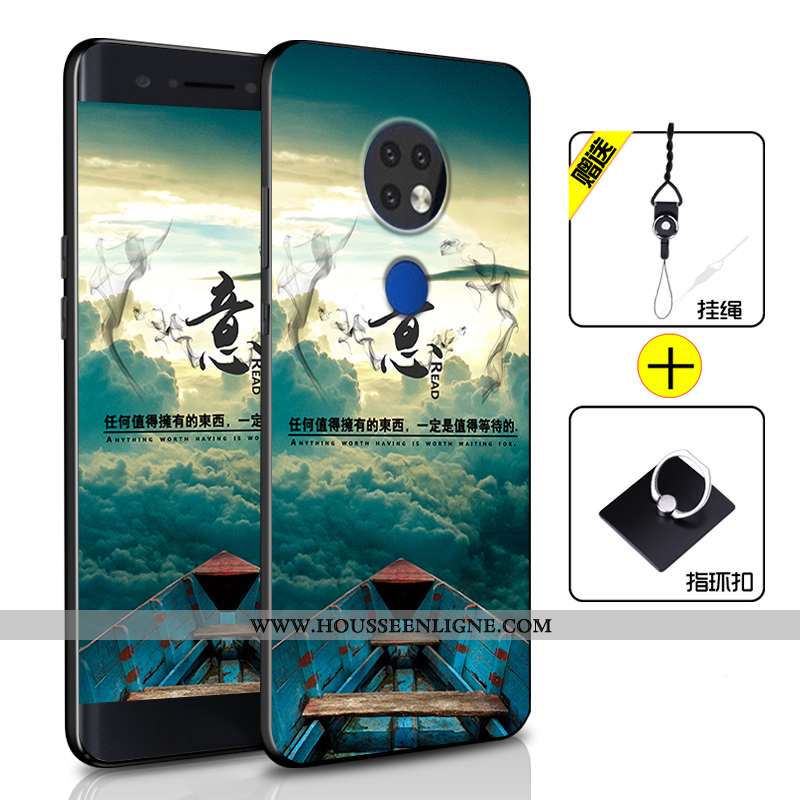 Coque Nokia 6.2 Personnalité Fluide Doux Protection Silicone Tout Compris Étui Incassable Bleu Foncé