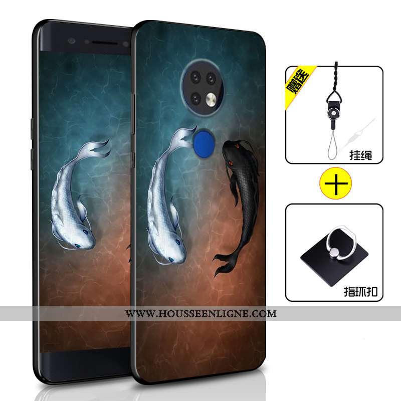 Coque Nokia 6.2 Personnalité Fluide Doux Protection Silicone Tout Compris Étui Incassable Bleu Foncé