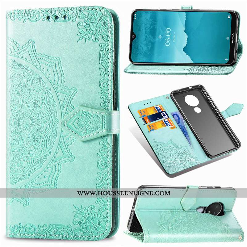 Coque Nokia 6.2 Protection Ornements Suspendus Étui En Relief Vert Gaufrage Verte