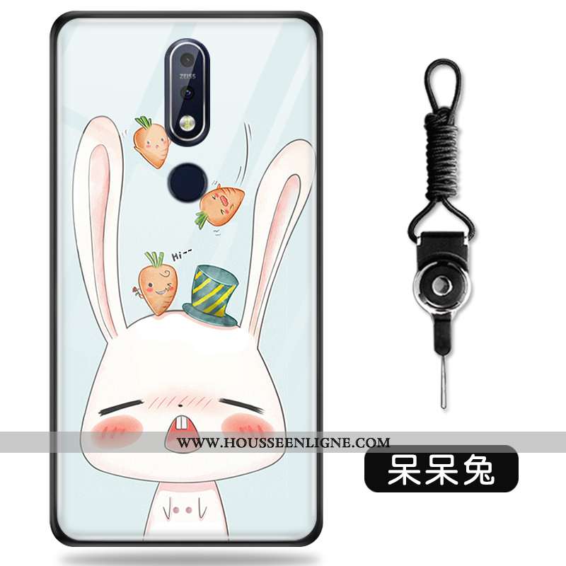 Coque Nokia 7.1 Créatif Dessin Animé Protection Personnalité Verre Vert Verte