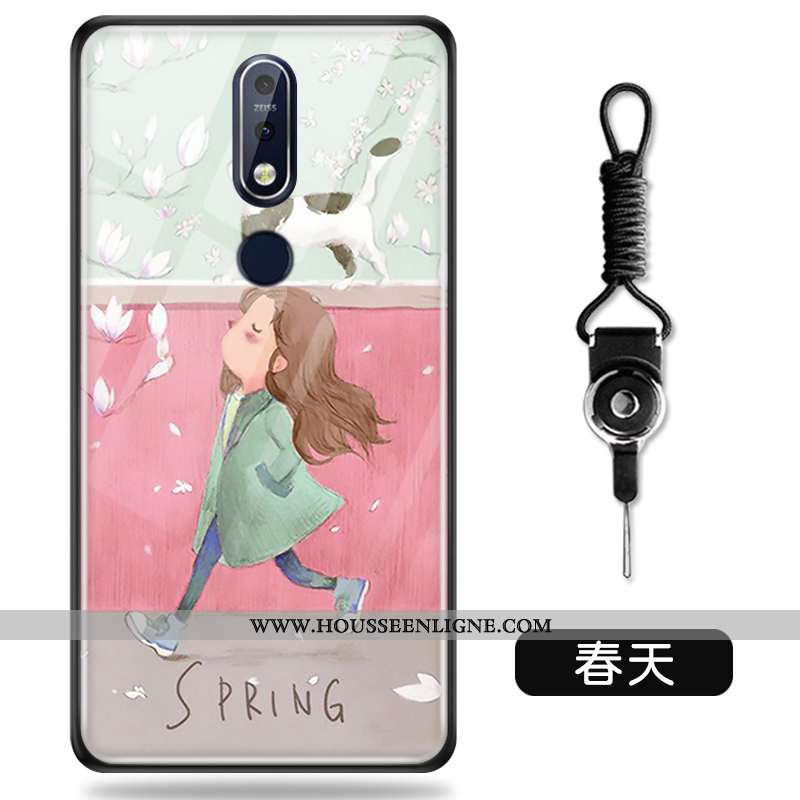 Coque Nokia 7.1 Créatif Dessin Animé Protection Personnalité Verre Vert Verte