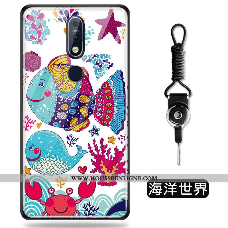Coque Nokia 7.1 Créatif Dessin Animé Protection Personnalité Verre Vert Verte