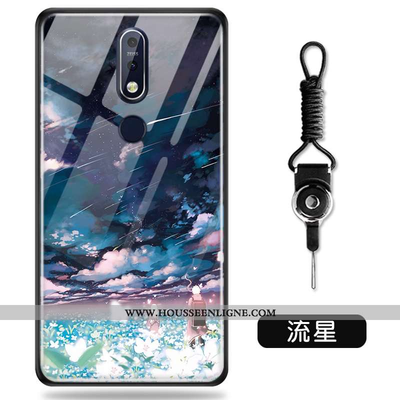 Coque Nokia 7.1 Créatif Dessin Animé Protection Personnalité Verre Vert Verte