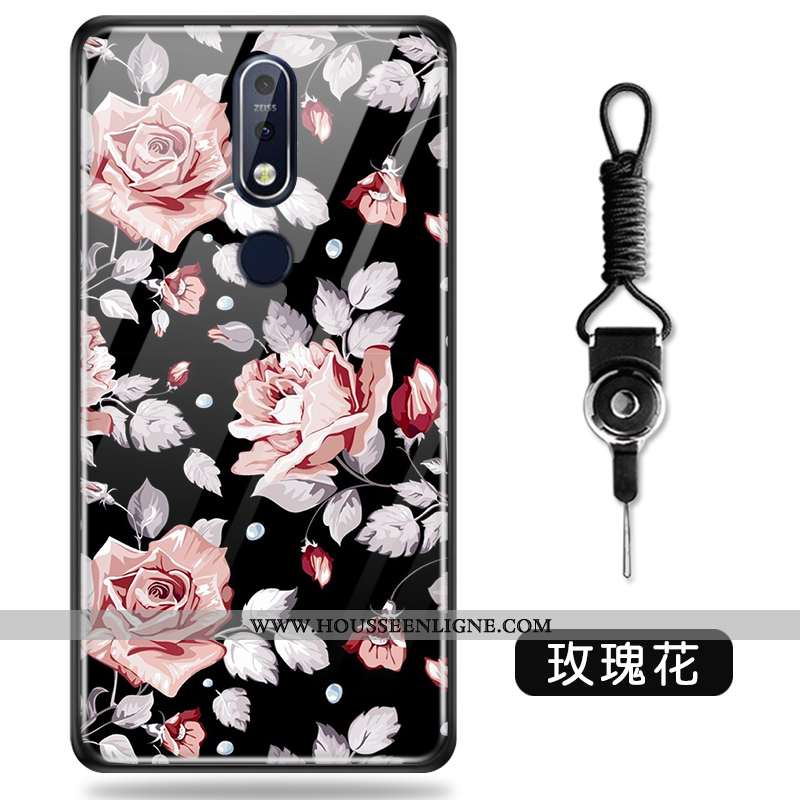Coque Nokia 7.1 Créatif Dessin Animé Protection Personnalité Verre Vert Verte