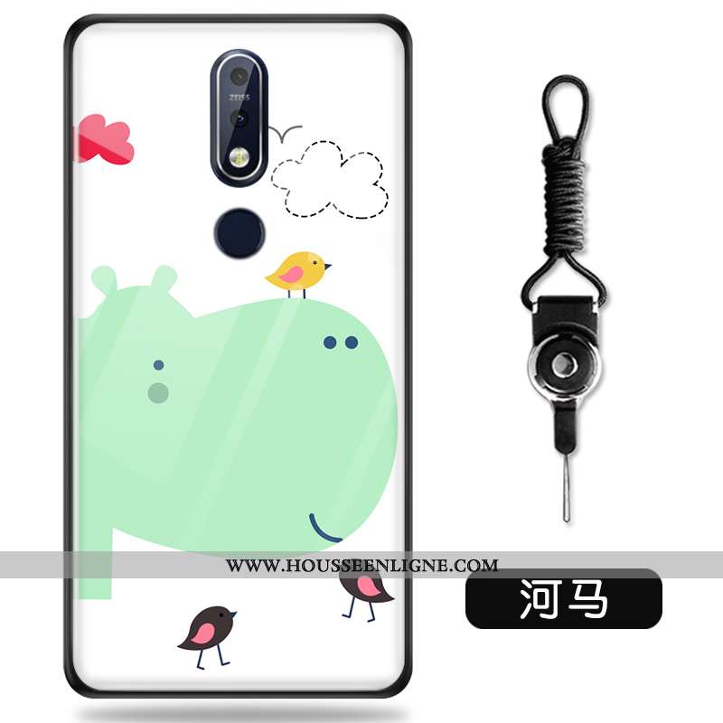 Coque Nokia 7.1 Créatif Dessin Animé Protection Personnalité Verre Vert Verte