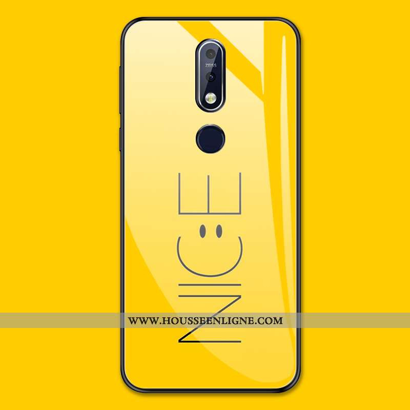 Coque Nokia 7.1 Personnalité Tendance Tout Compris Étui Verre Protection Jaune