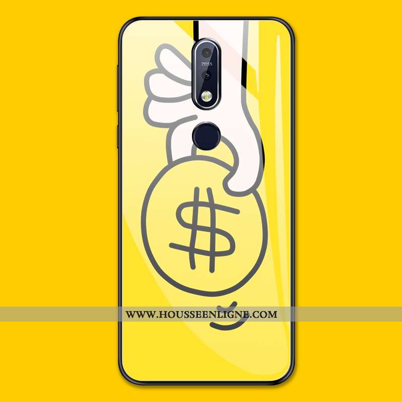 Coque Nokia 7.1 Personnalité Tendance Tout Compris Étui Verre Protection Jaune