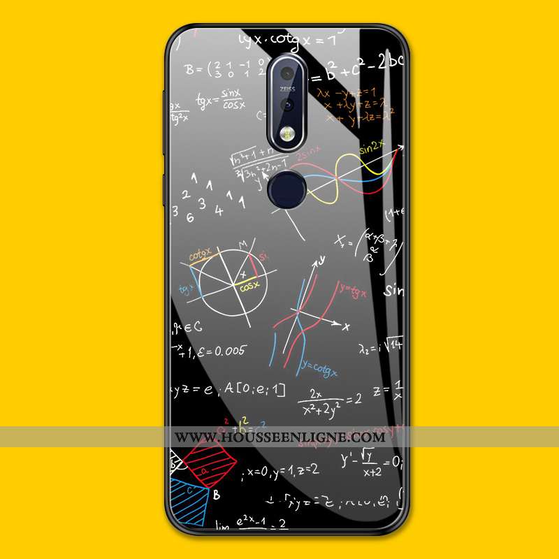 Coque Nokia 7.1 Personnalité Tendance Tout Compris Étui Verre Protection Jaune