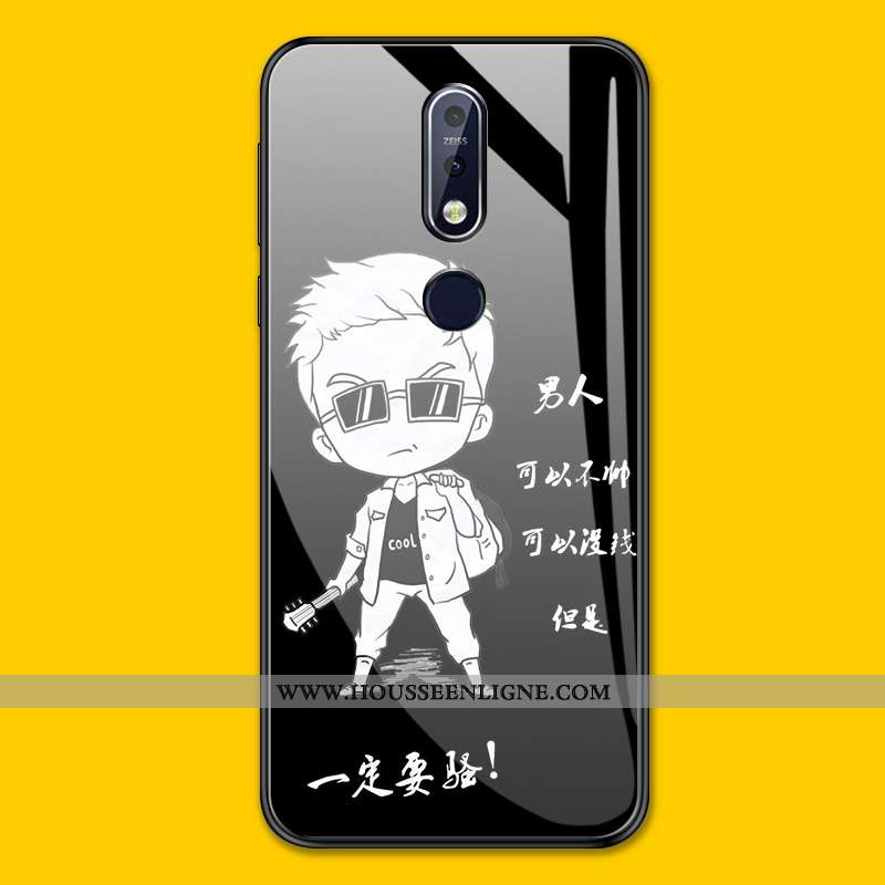 Coque Nokia 7.1 Personnalité Tendance Tout Compris Étui Verre Protection Jaune