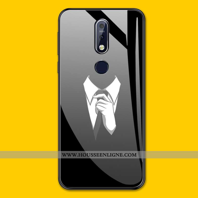 Coque Nokia 7.1 Personnalité Tendance Tout Compris Étui Verre Protection Jaune